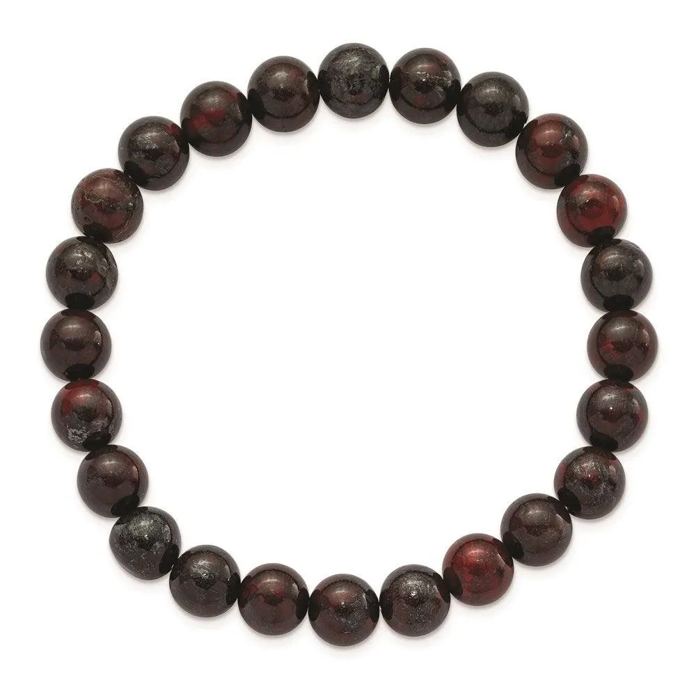 Chisel Jewelry Red Agate Beaded Stretch Bracelet