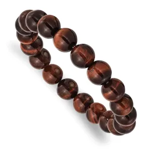 Chisel Jewelry Red Tiger's Eye Agate Beaded Stretch Bracelet