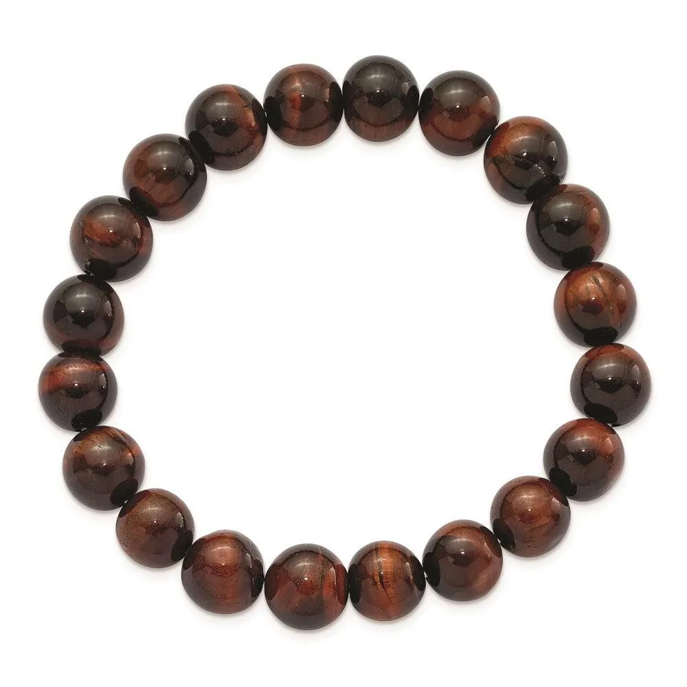 Chisel Jewelry Red Tiger's Eye Agate Beaded Stretch Bracelet