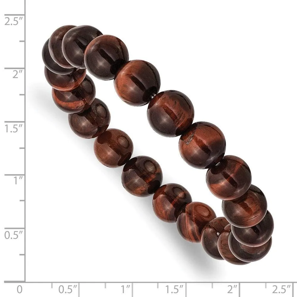 Chisel Jewelry Red Tiger's Eye Agate Beaded Stretch Bracelet