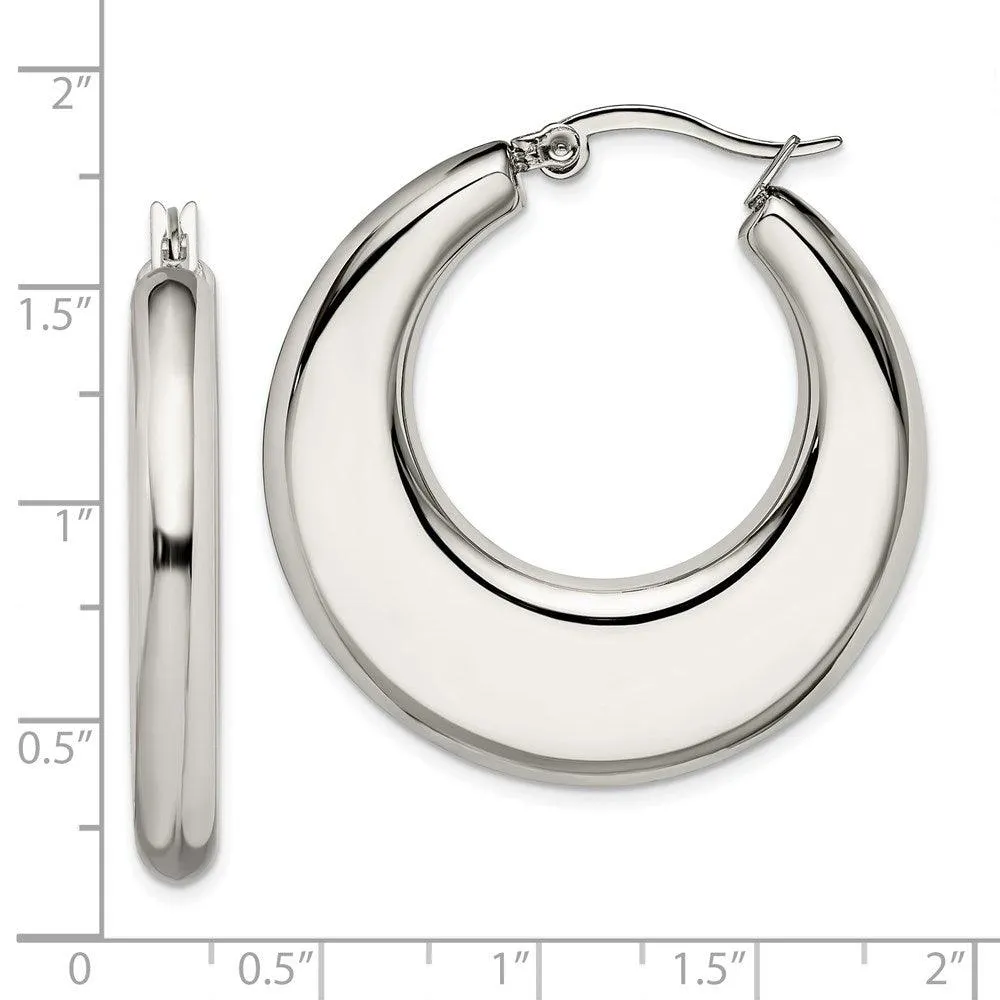 Chisel Jewelry Stainless Steel 35mm Hollow Hoop Earrings
