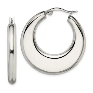 Chisel Jewelry Stainless Steel 35mm Hollow Hoop Earrings