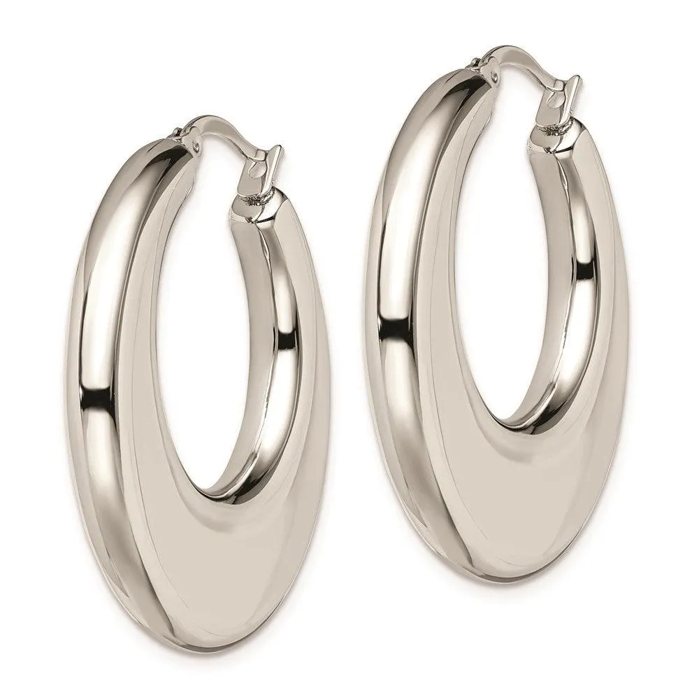 Chisel Jewelry Stainless Steel 35mm Hollow Hoop Earrings
