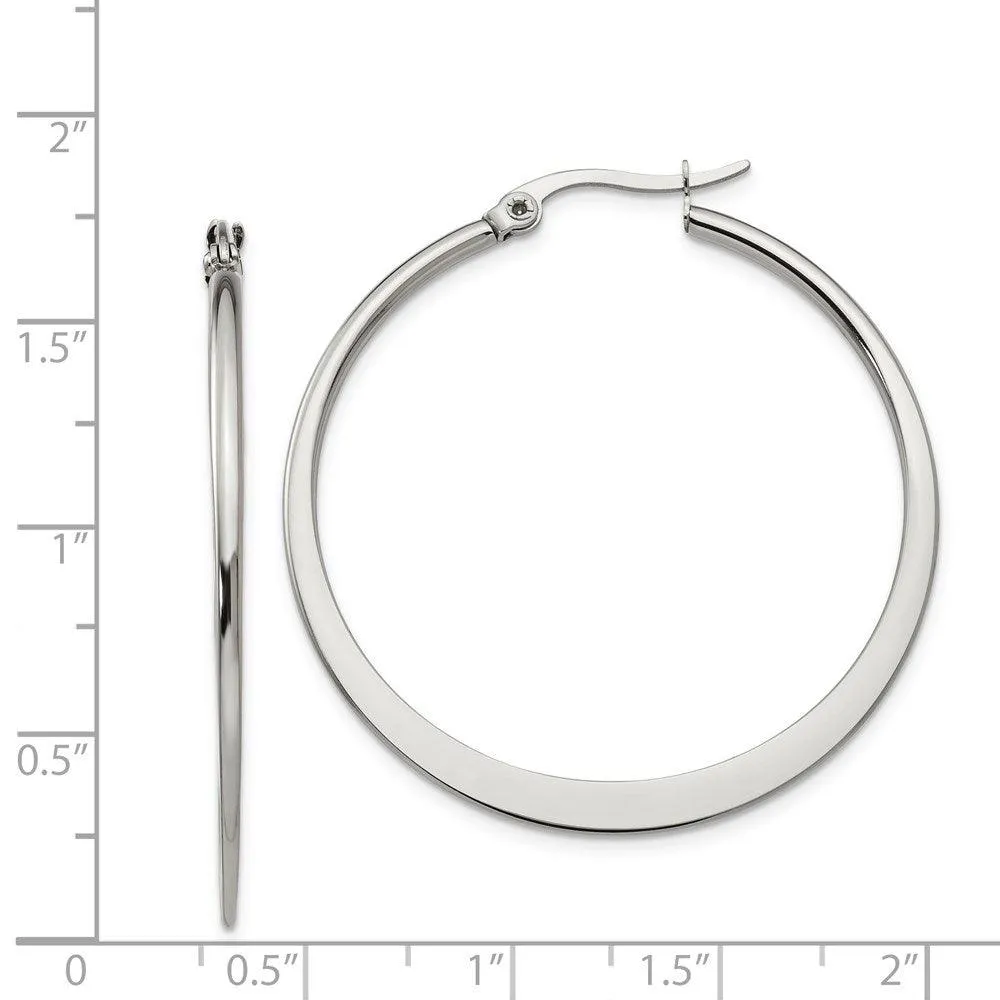 Chisel Jewelry Stainless Steel 40mm Diameter Hoop Earrings