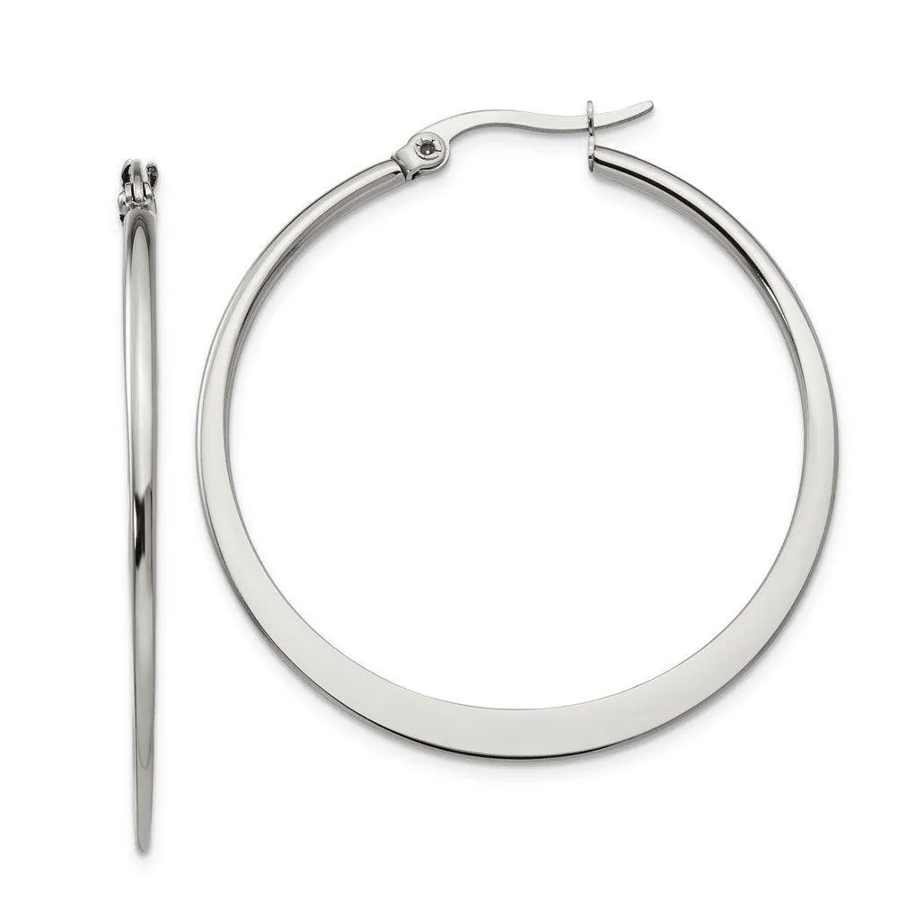 Chisel Jewelry Stainless Steel 40mm Diameter Hoop Earrings