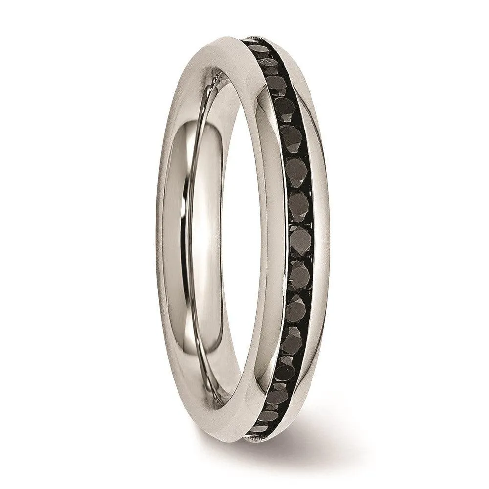 Chisel Jewelry Stainless Steel 4mm Black CZ Ring