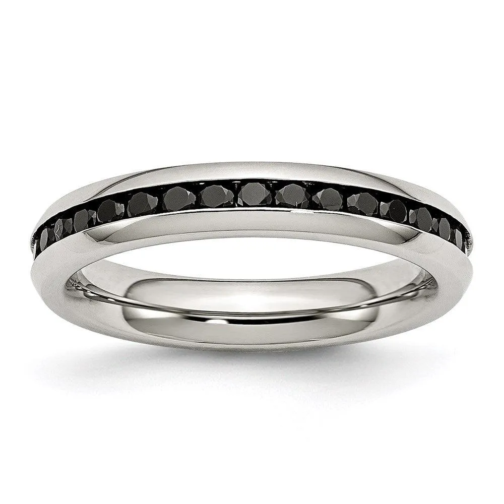 Chisel Jewelry Stainless Steel 4mm Black CZ Ring