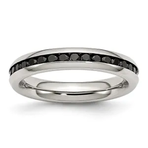 Chisel Jewelry Stainless Steel 4mm Black CZ Ring