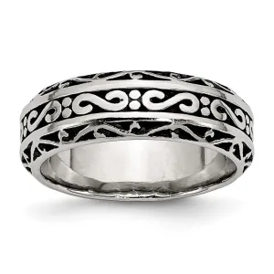 Chisel Jewelry Stainless Steel 7mm Antiqued Band
