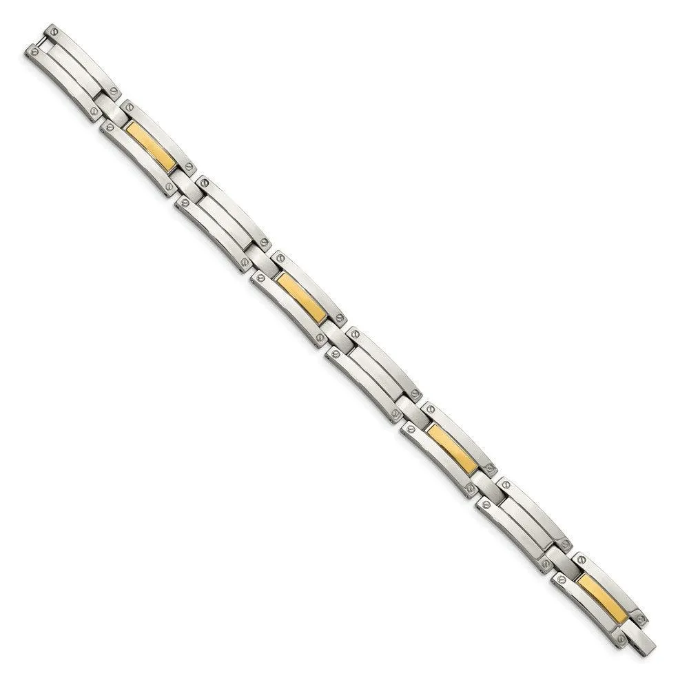 Chisel Jewelry Stainless Steel & 14K Polished 8.5in Bracelet