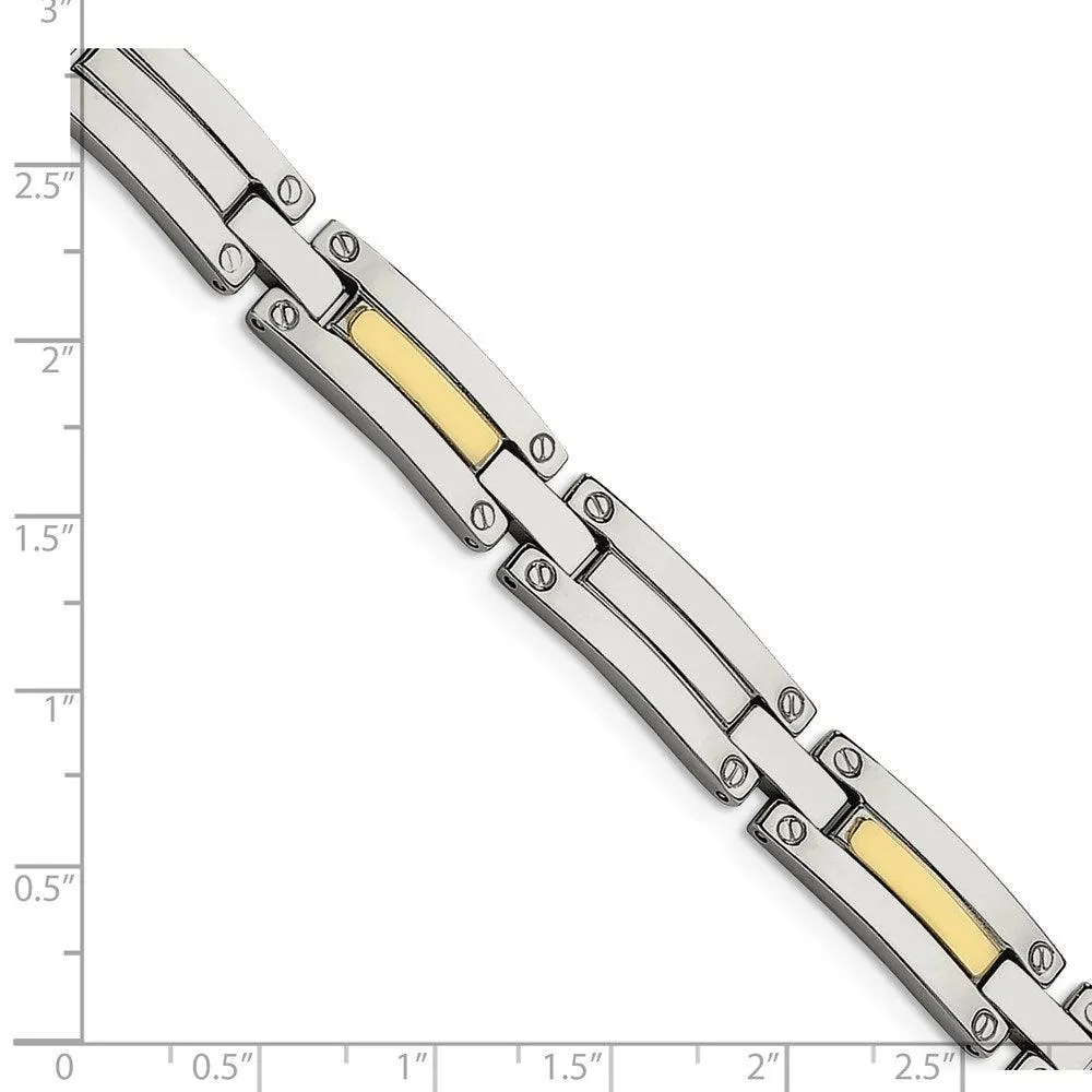Chisel Jewelry Stainless Steel & 14K Polished 8.5in Bracelet
