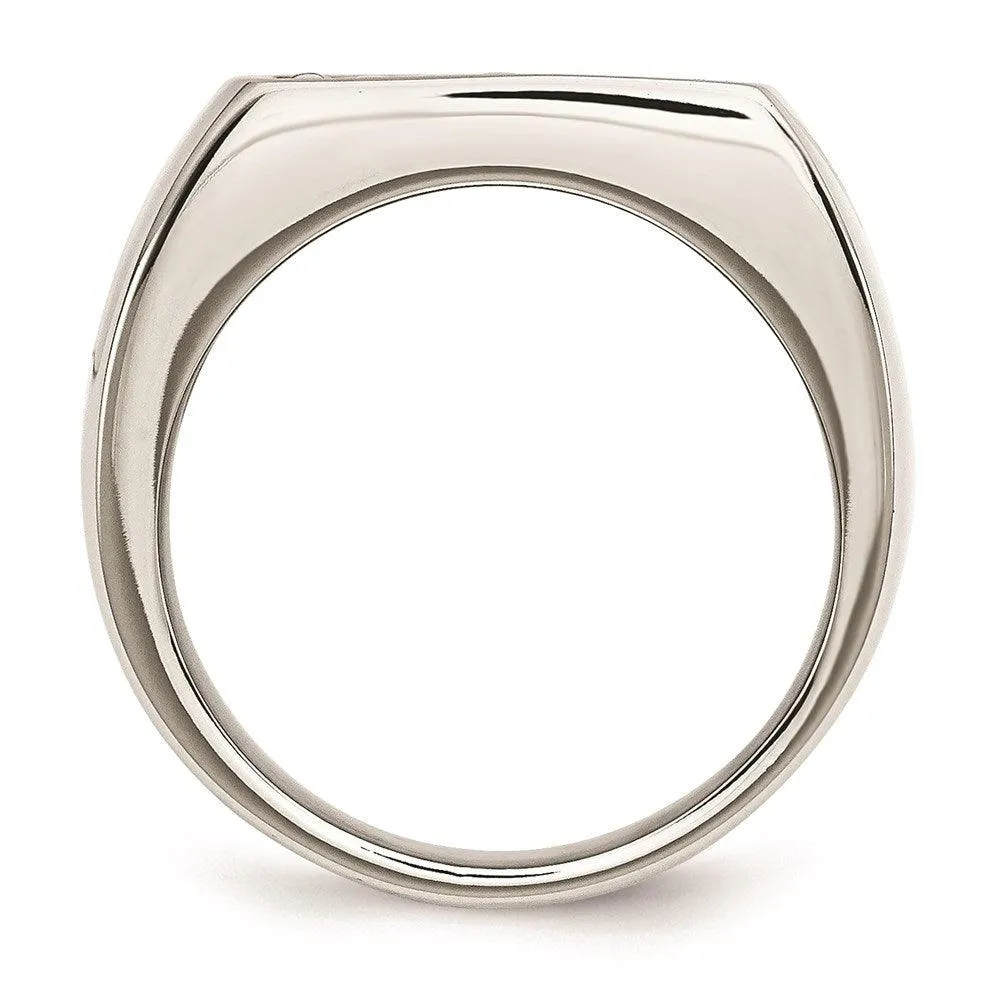 Chisel Jewelry Stainless Steel Antiqued Cross Polished Ring