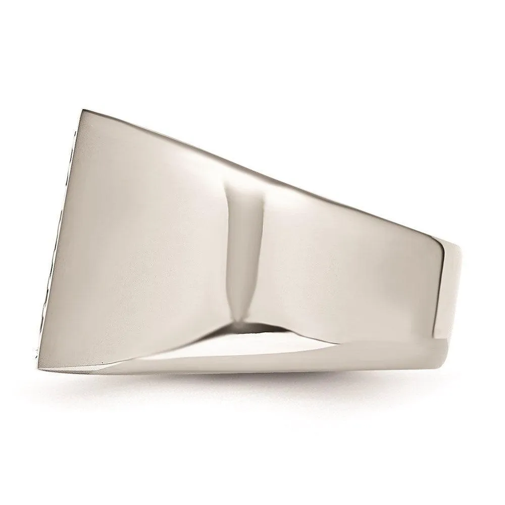 Chisel Jewelry Stainless Steel Antiqued Cross Polished Ring