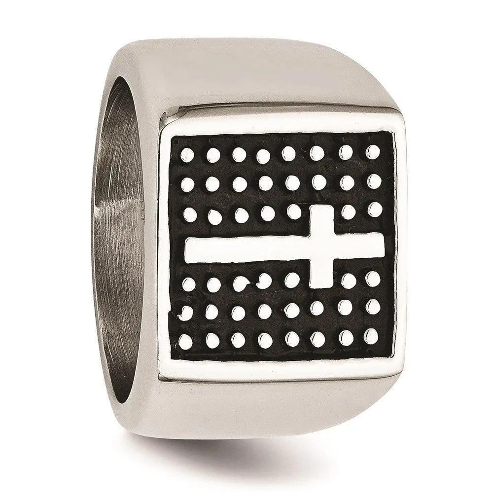 Chisel Jewelry Stainless Steel Antiqued Cross Polished Ring