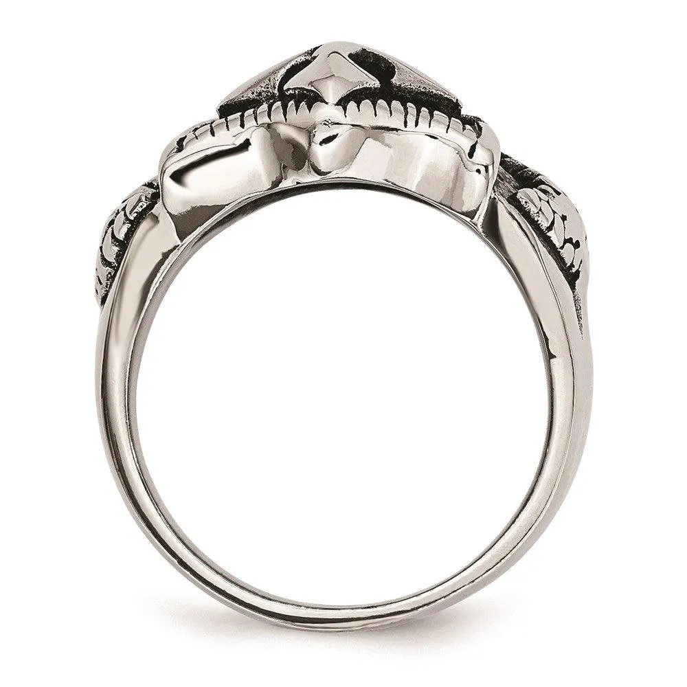Chisel Jewelry Stainless Steel Antiqued Shield Ring