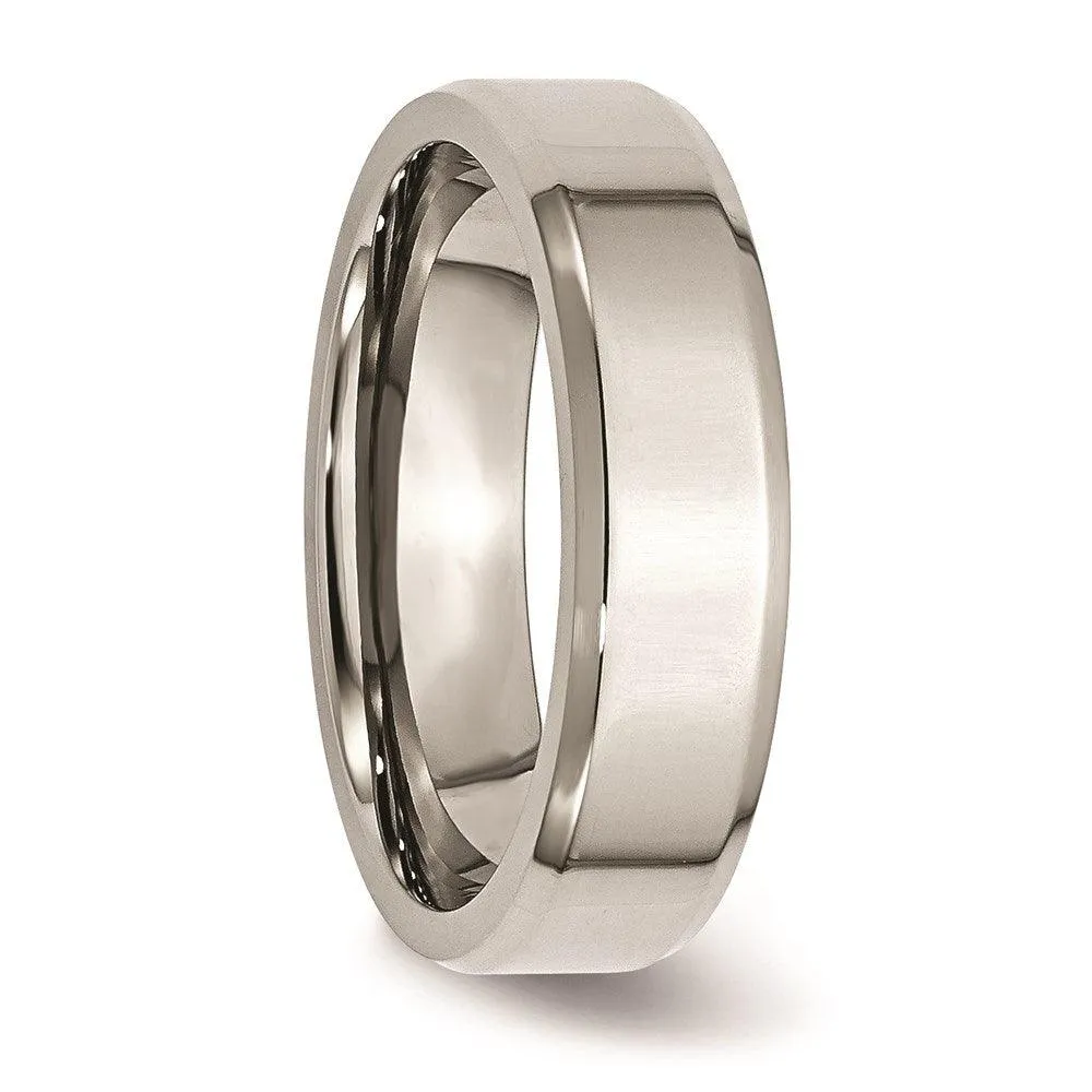 Chisel Jewelry Stainless Steel Beveled Edge 6mm Polished Band