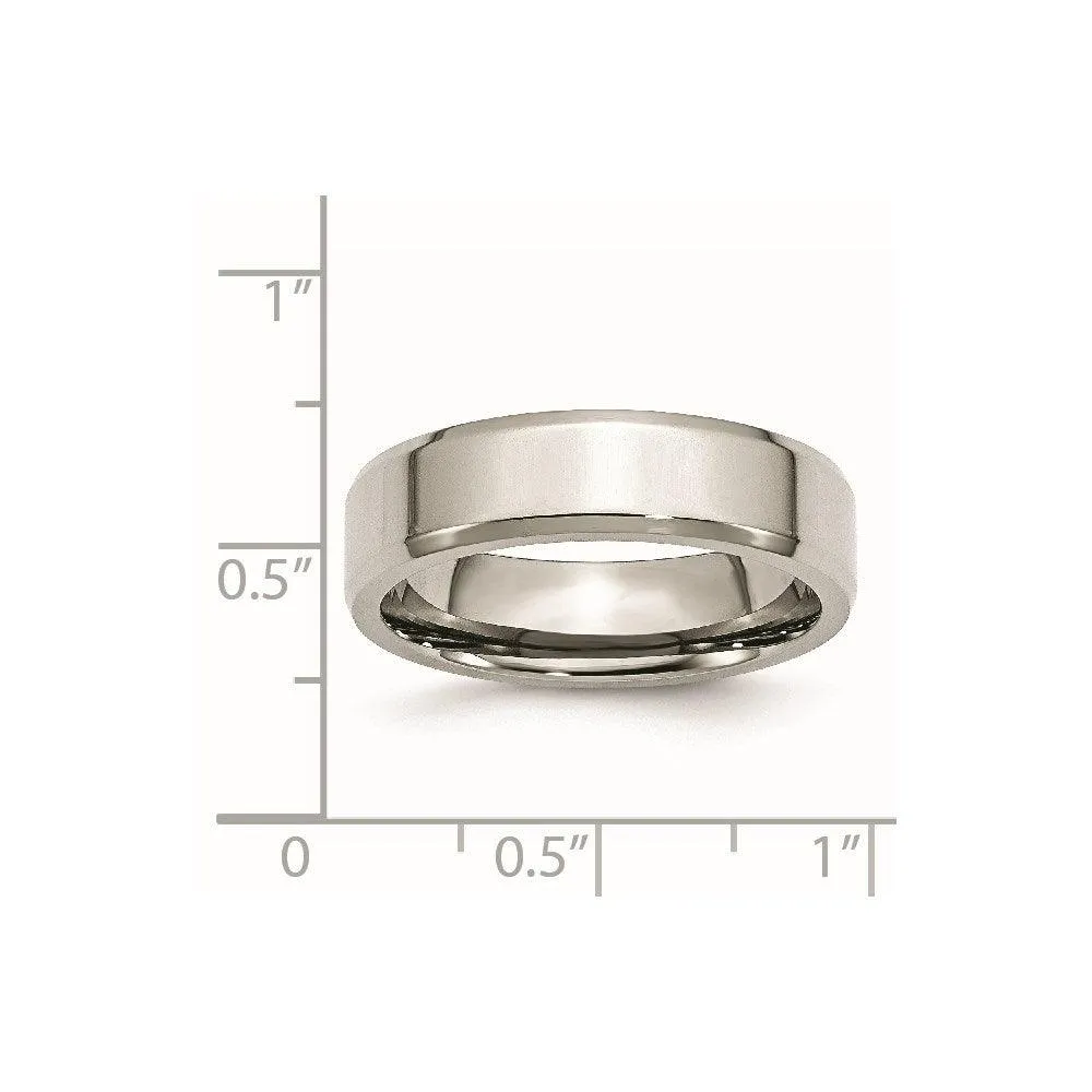 Chisel Jewelry Stainless Steel Beveled Edge 6mm Polished Band