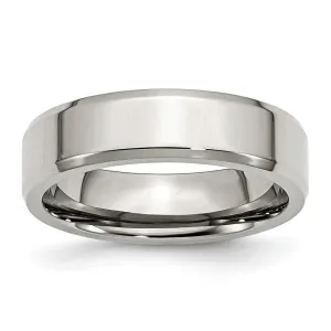 Chisel Jewelry Stainless Steel Beveled Edge 6mm Polished Band
