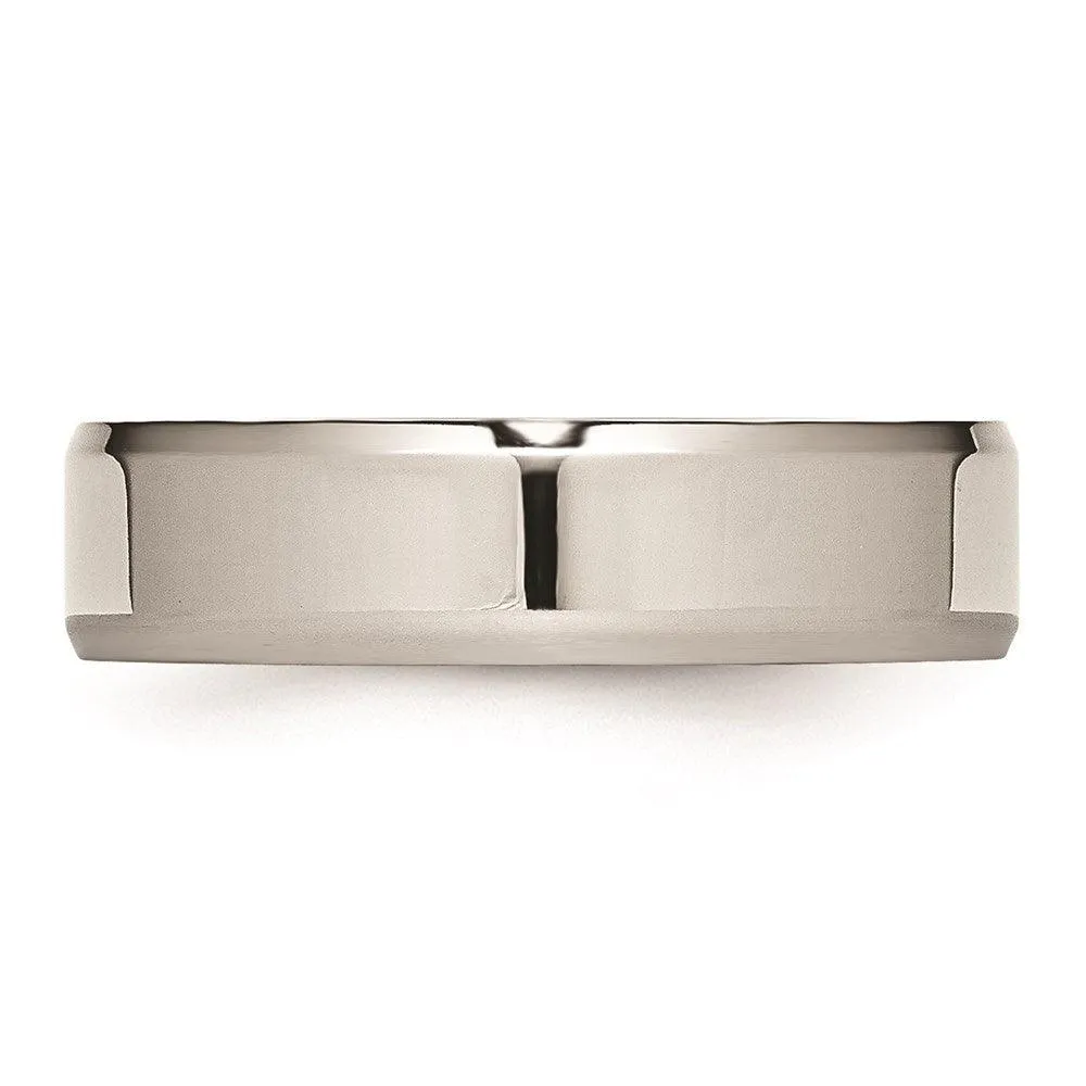 Chisel Jewelry Stainless Steel Beveled Edge 6mm Polished Band