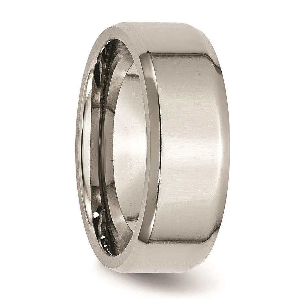 Chisel Jewelry Stainless Steel Beveled Edge 8mm Polished Band