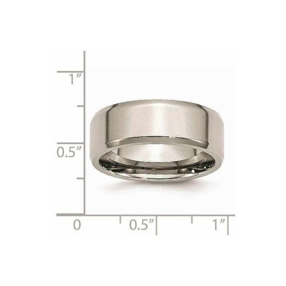 Chisel Jewelry Stainless Steel Beveled Edge 8mm Polished Band