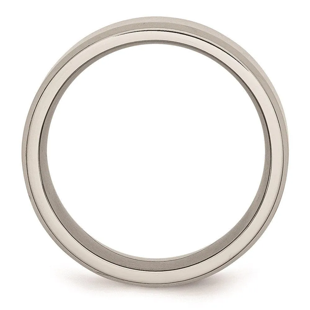 Chisel Jewelry Stainless Steel Beveled Edge 8mm Polished Band
