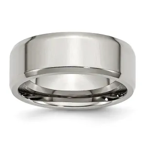 Chisel Jewelry Stainless Steel Beveled Edge 8mm Polished Band