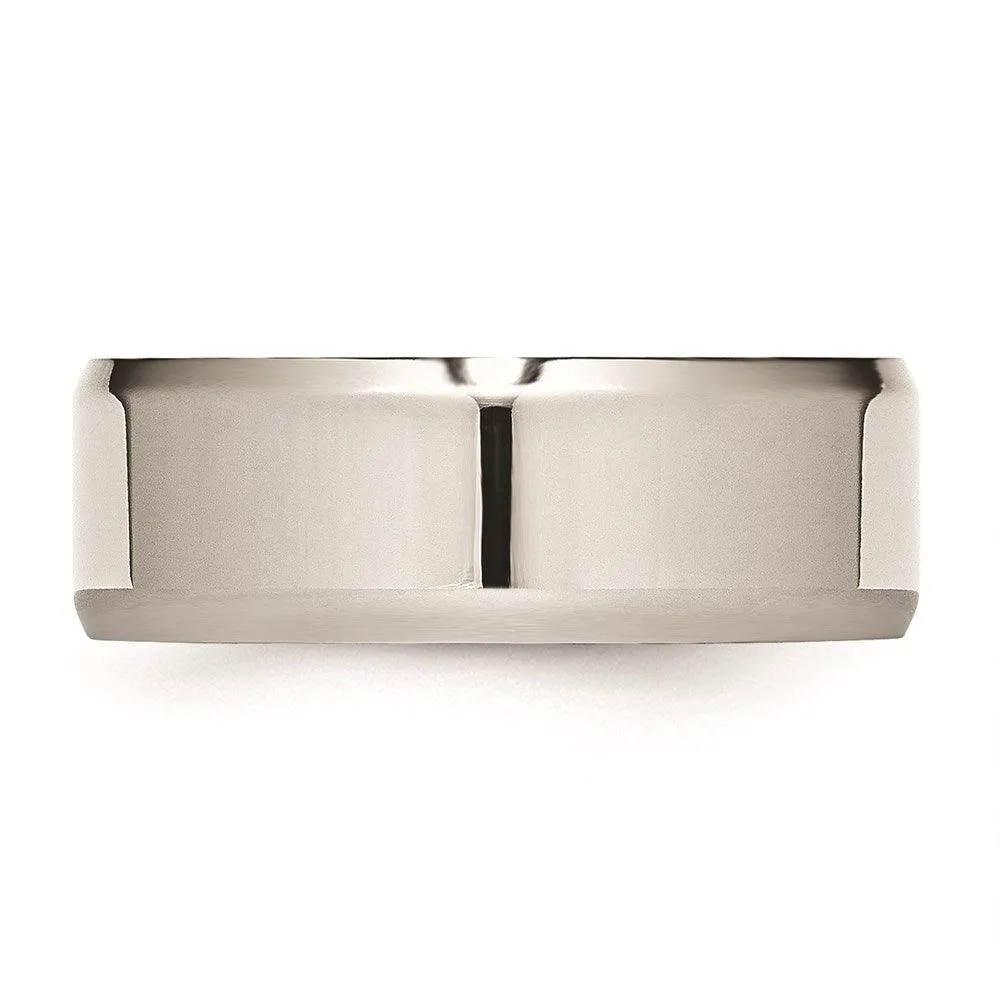 Chisel Jewelry Stainless Steel Beveled Edge 8mm Polished Band
