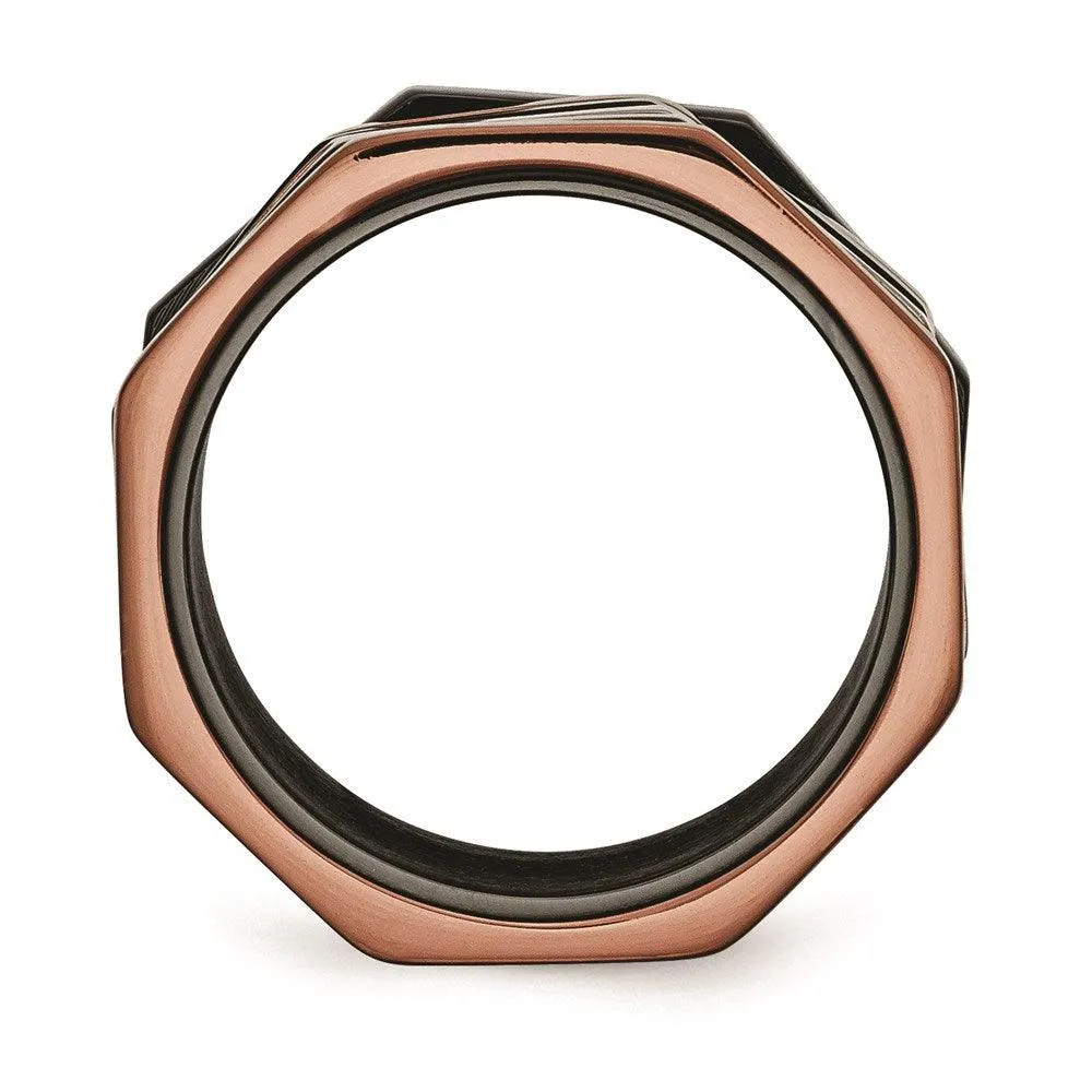 Chisel Jewelry Stainless Steel Black & Brown IP-plated Ring