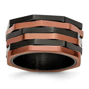 Chisel Jewelry Stainless Steel Black & Brown IP-plated Ring