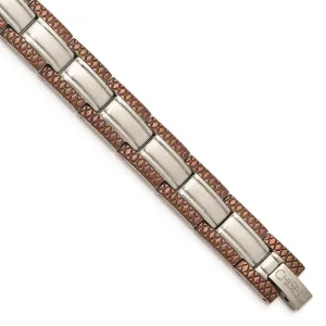 Chisel Jewelry Stainless Steel Brown IP-plated 8.75in Bracelet