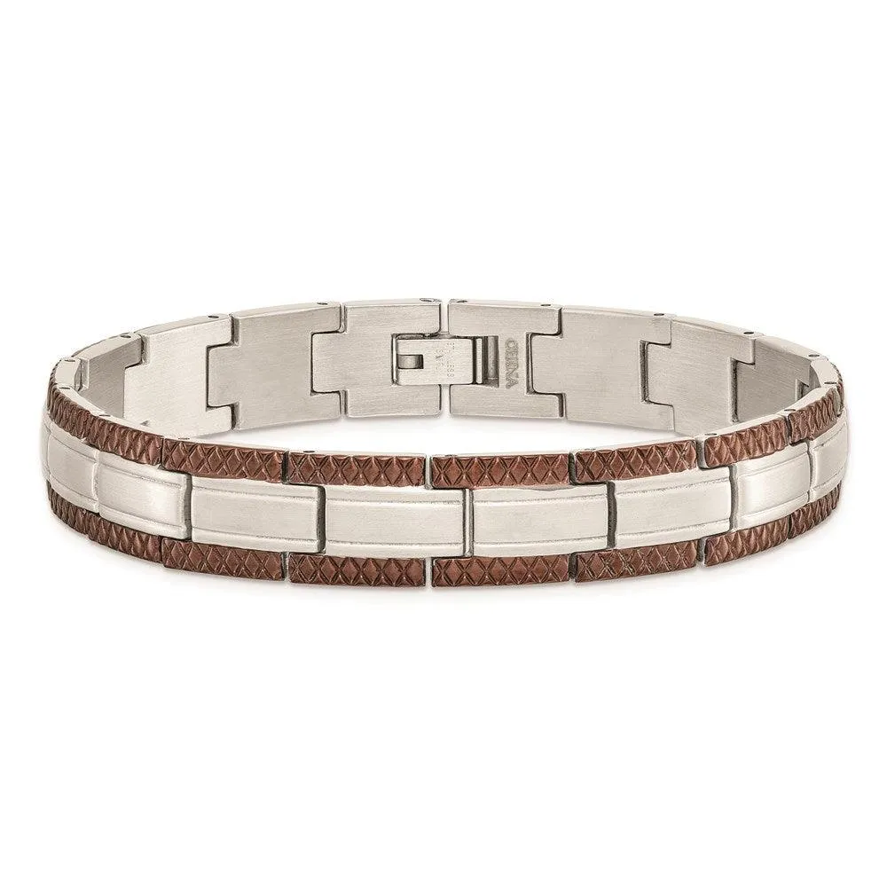 Chisel Jewelry Stainless Steel Brown IP-plated 8.75in Bracelet