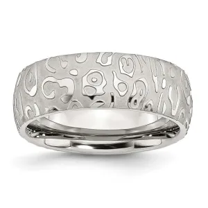 Chisel Jewelry Stainless Steel Brushed & Polished Textured 8mm Band