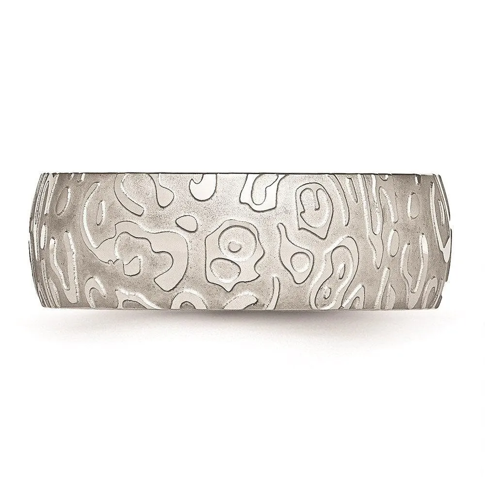 Chisel Jewelry Stainless Steel Brushed & Polished Textured 8mm Band