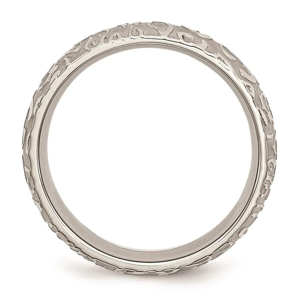 Chisel Jewelry Stainless Steel Brushed & Polished Textured 8mm Band