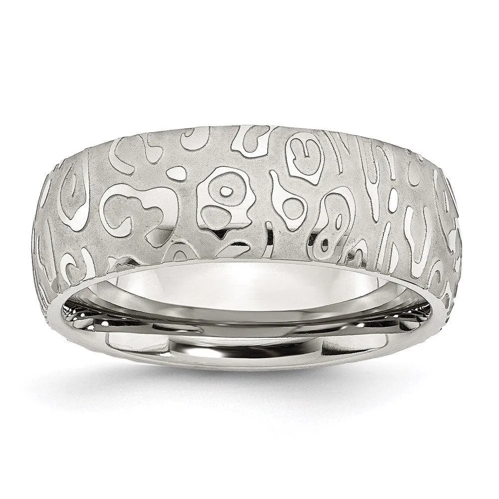 Chisel Jewelry Stainless Steel Brushed & Polished Textured 8mm Band