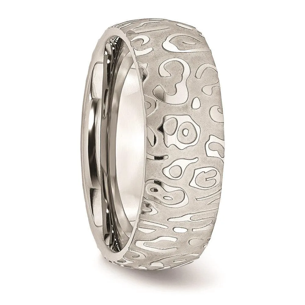 Chisel Jewelry Stainless Steel Brushed & Polished Textured 8mm Band