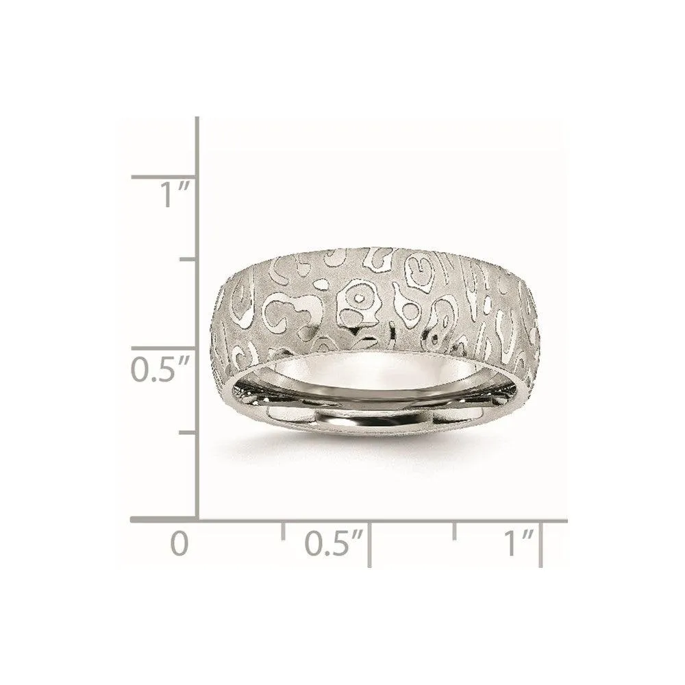 Chisel Jewelry Stainless Steel Brushed & Polished Textured 8mm Band
