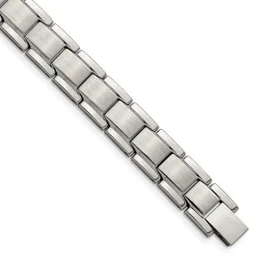 Chisel Jewelry Stainless Steel Brushed and Polished 8.25in Link Bracelet