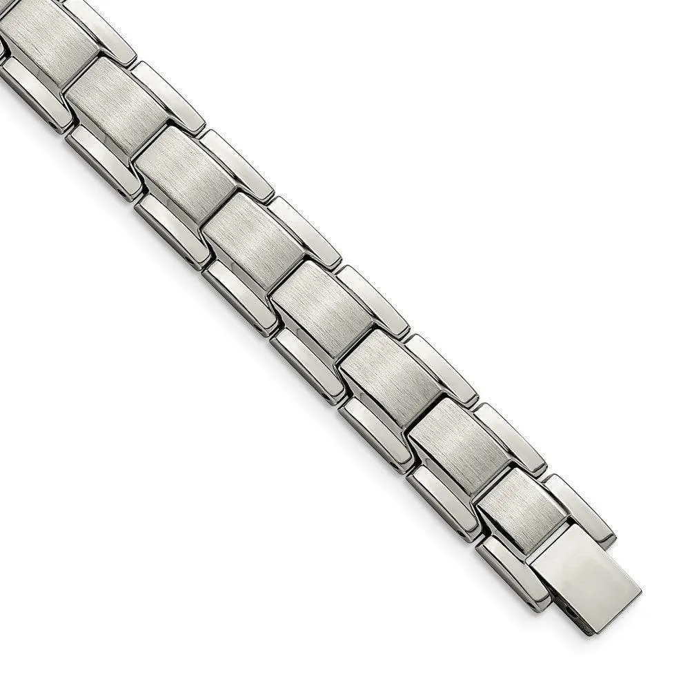 Chisel Jewelry Stainless Steel Brushed and Polished 8.25in Link Bracelet