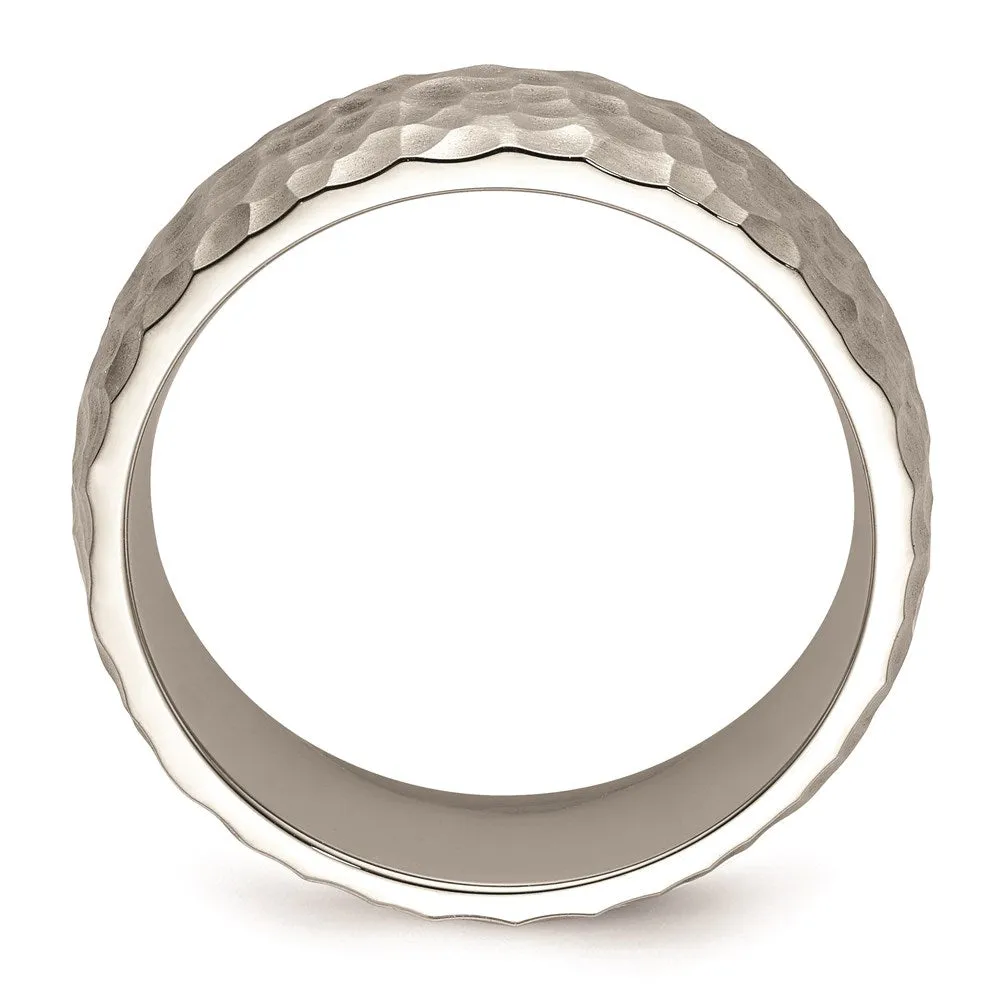 Chisel Jewelry Stainless Steel Brushed and Polished Hammered 7.5mm Band | SR672