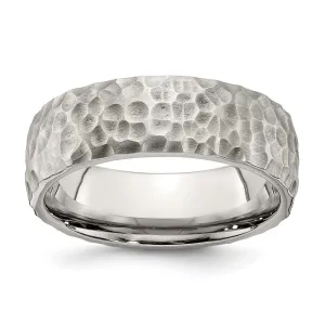 Chisel Jewelry Stainless Steel Brushed and Polished Hammered 7.5mm Band | SR672