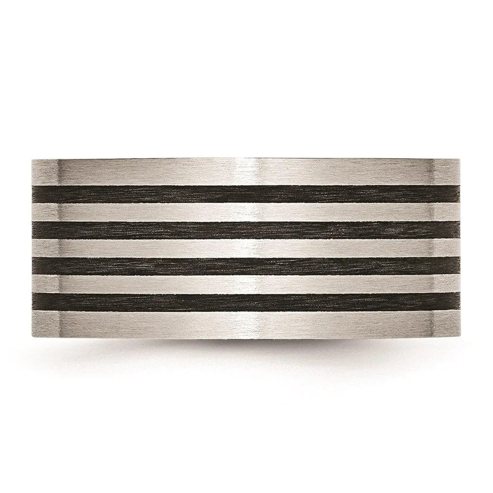 Chisel Jewelry Stainless Steel Brushed Black Rubber 10.00mm Ring