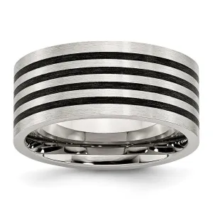 Chisel Jewelry Stainless Steel Brushed Black Rubber 10.00mm Ring