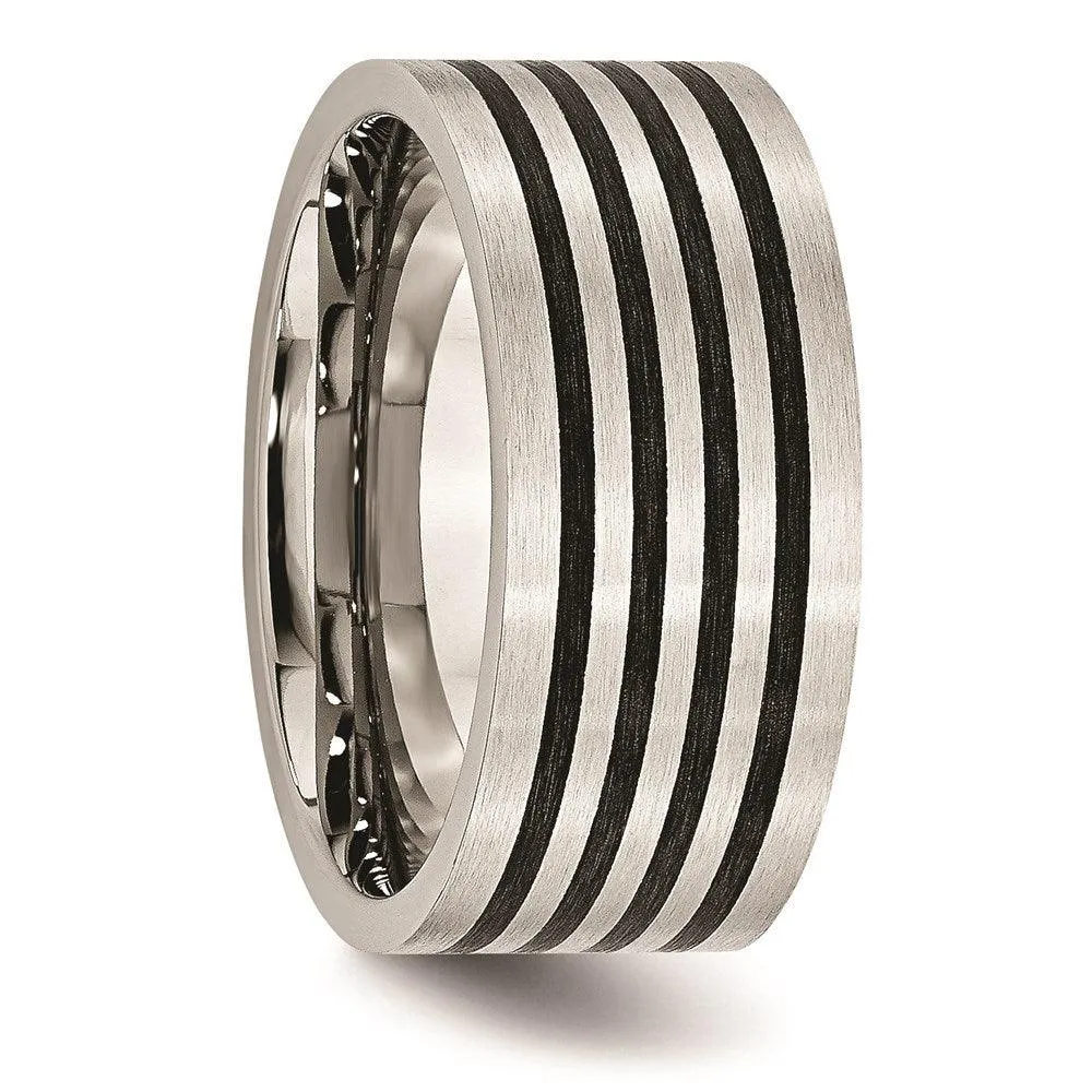 Chisel Jewelry Stainless Steel Brushed Black Rubber 10.00mm Ring