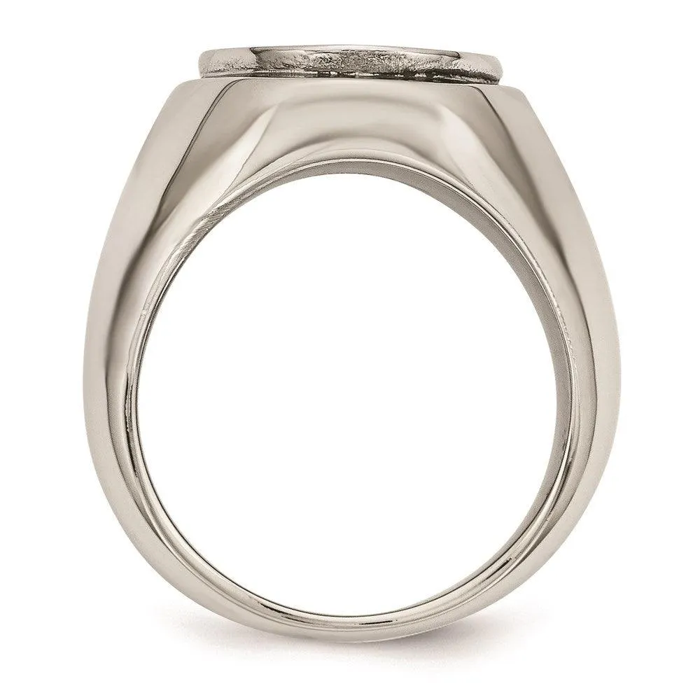 Chisel Jewelry Stainless Steel Enameled Cross Polished Ring