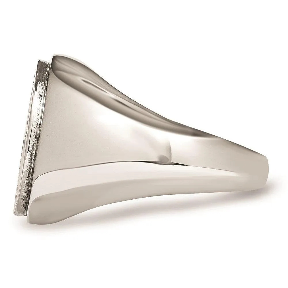 Chisel Jewelry Stainless Steel Enameled Cross Polished Ring
