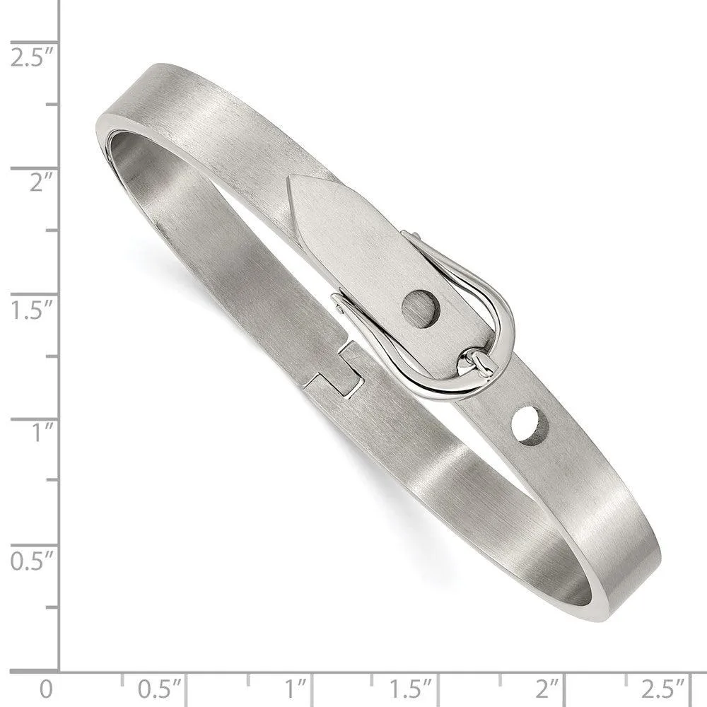 Chisel Jewelry Stainless Steel Fancy Belt Hinged Bracelet