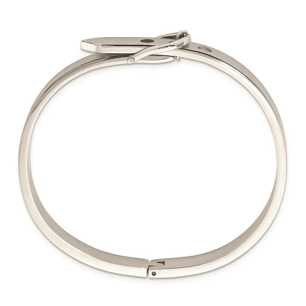 Chisel Jewelry Stainless Steel Fancy Belt Hinged Bracelet