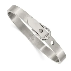Chisel Jewelry Stainless Steel Fancy Belt Hinged Bracelet